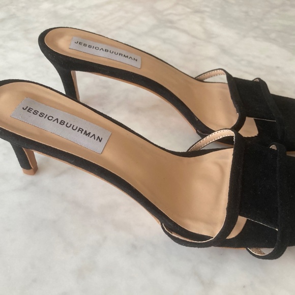 Jessica Buurman Black Kittenheel Slide Sandal - Picture 2 of 5